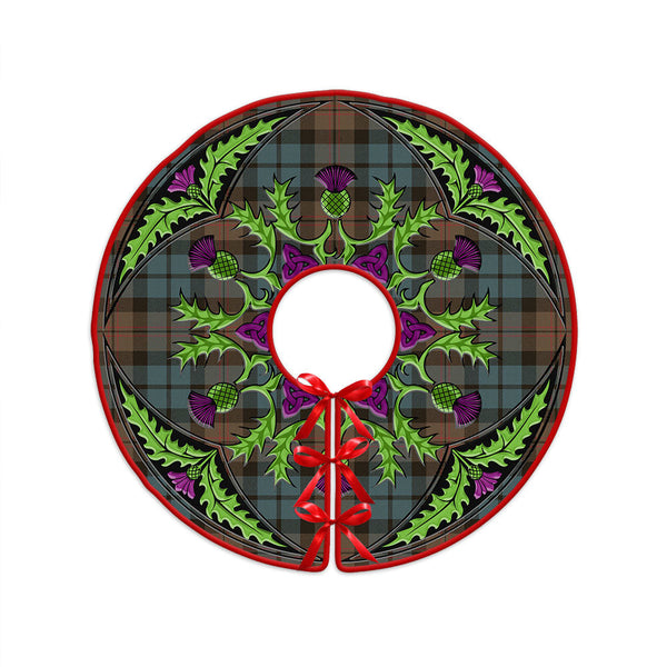 Dundas Weathered Clan Badge Tartan Christmas Tree Skirt Scottish Thistle Design