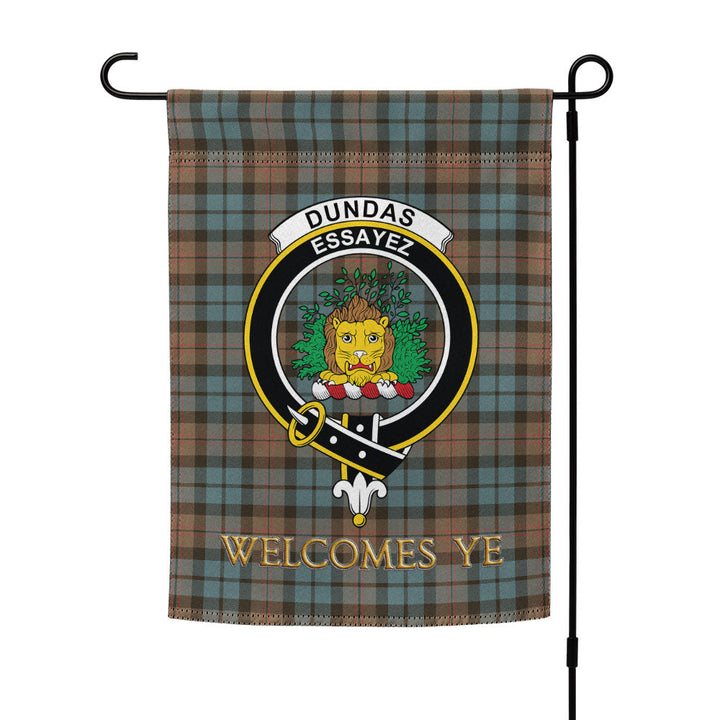 Dundas Weathered Clan Badge Tartan Garden Flag