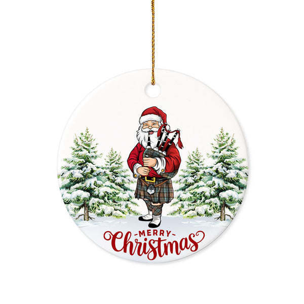 Dundas Weathered Tartan Ceramic Ornament Santa