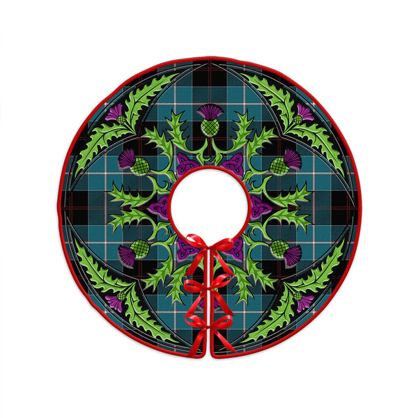 Dunlop Ancient Clan Badge Tartan Christmas Tree Skirt Scottish Thistle Design