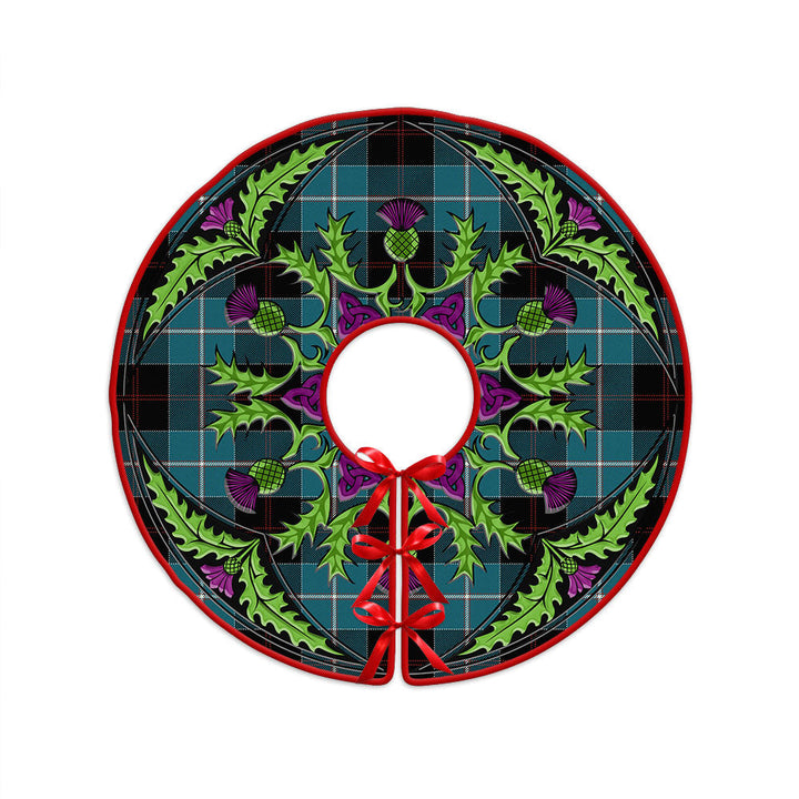Dunlop Ancient Clan Badge Tartan Christmas Tree Skirt Scottish Thistle Design
