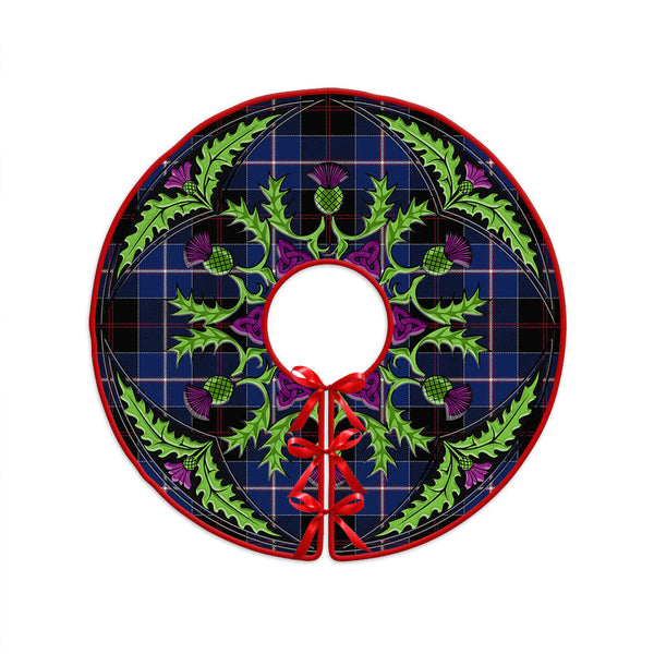 Dunlop Modern Clan Badge Tartan Christmas Tree Skirt Scottish Thistle Design