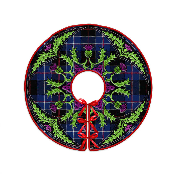Dunlop Modern Clan Badge Tartan Christmas Tree Skirt Scottish Thistle Design