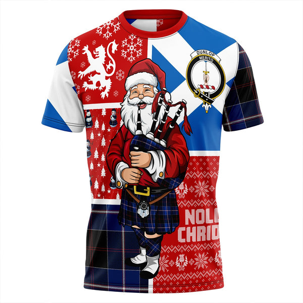 Dunlop Modern Clan Badge Tartan T-Shirt Scotland Christmas Santa