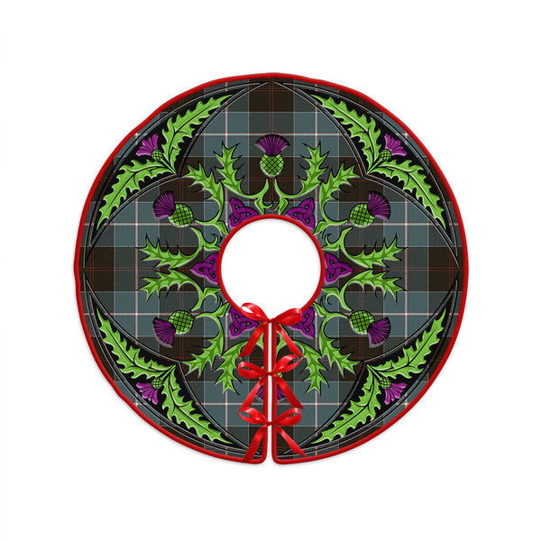 Dunlop Weathered Clan Badge Tartan Christmas Tree Skirt Scottish Thistle Design