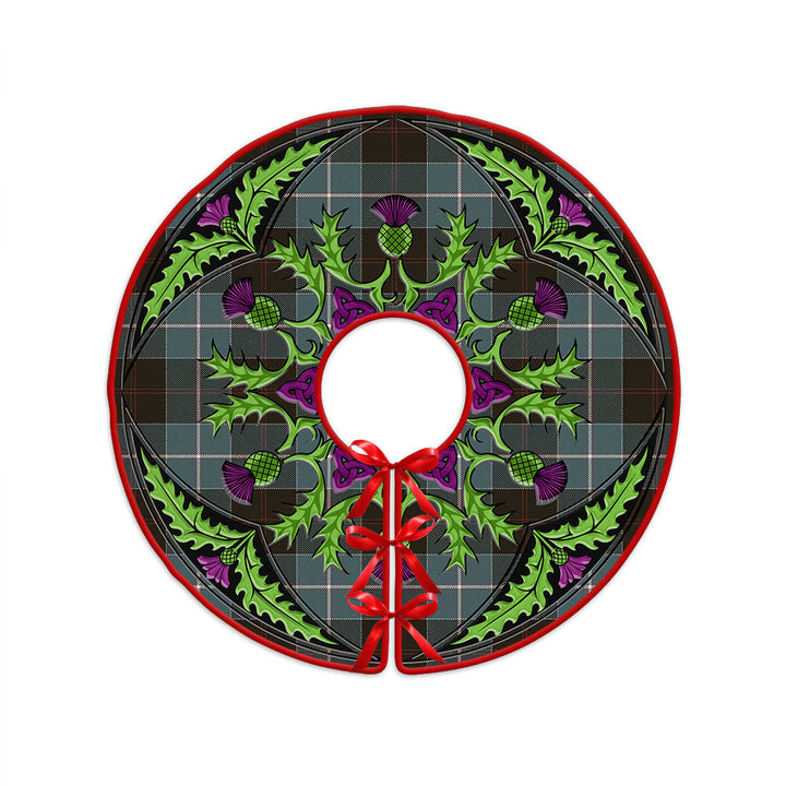 Dunlop Weathered Clan Badge Tartan Christmas Tree Skirt Scottish Thistle Design