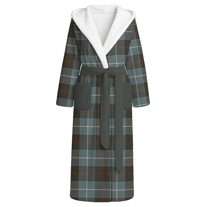 Dunlop Weathered Clan Badge Tartan Flannel Hooded Bathrobe
