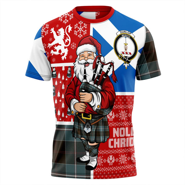 Dunlop Weathered Clan Badge Tartan T-Shirt Scotland Christmas Santa
