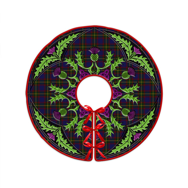Durie Clan Badge Tartan Christmas Tree Skirt Scottish Thistle Design