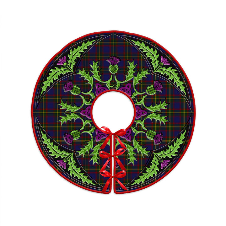 Durie Clan Badge Tartan Christmas Tree Skirt Scottish Thistle Design