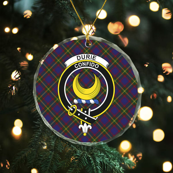 Durie Clan Badge Tartan Glass Ornament