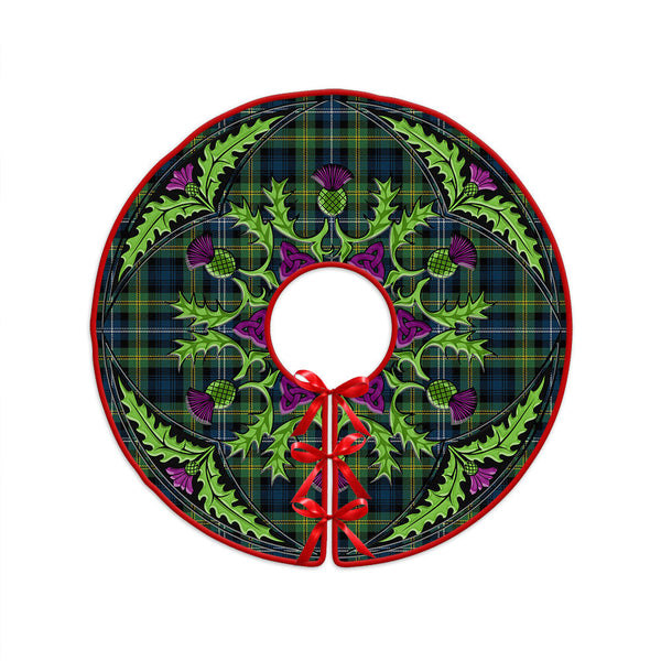 Dyce Modern Clan Badge Tartan Christmas Tree Skirt Scottish Thistle Design