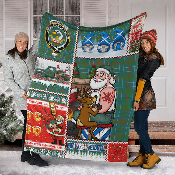 Edmonstone Ancient Clan Badge Tartan Blanket Scotland Santa Tattoo Christmas Comic Patchwork Style