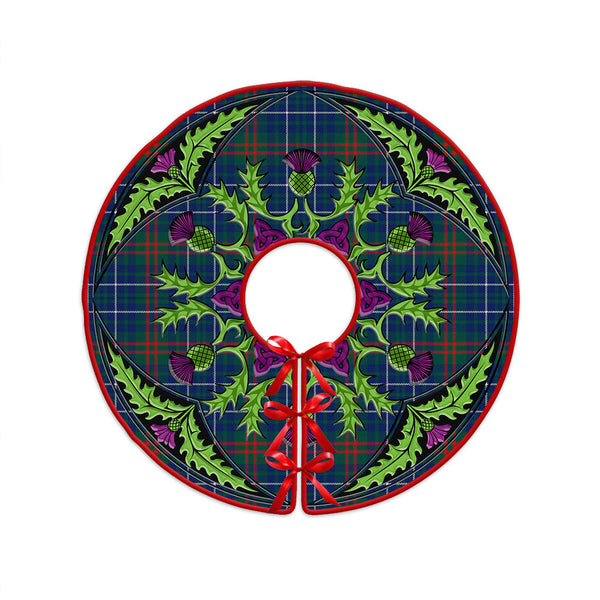 Edmonstone Modern Clan Badge Tartan Christmas Tree Skirt Scottish Thistle Design