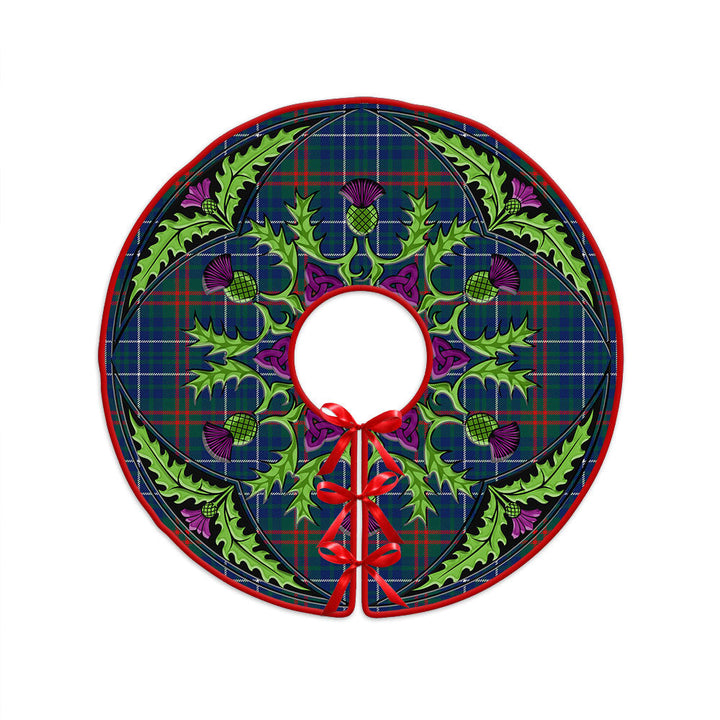 Edmonstone Modern Clan Badge Tartan Christmas Tree Skirt Scottish Thistle Design