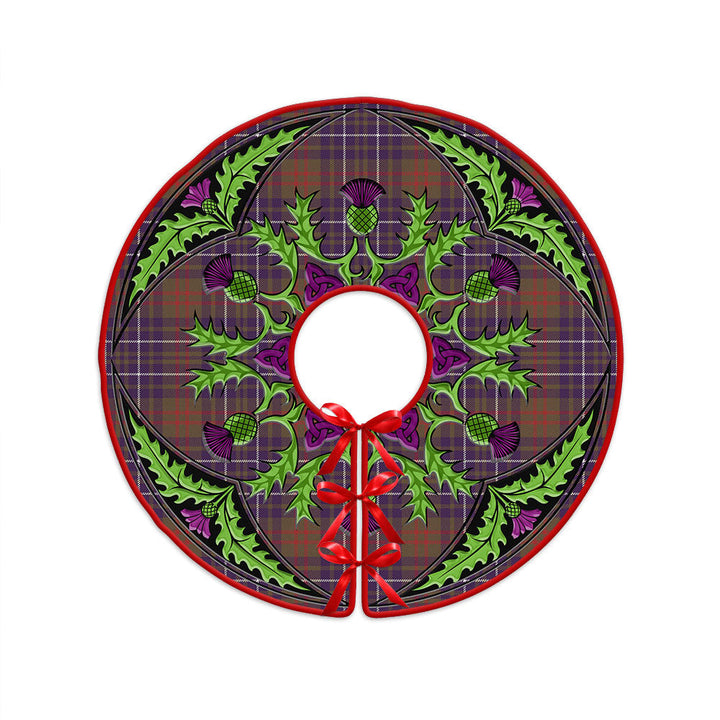 Edmonstone Weathered Clan Badge Tartan Christmas Tree Skirt Scottish Thistle Design