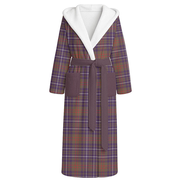 Edmonstone Weathered Clan Badge Tartan Flannel Hooded Bathrobe