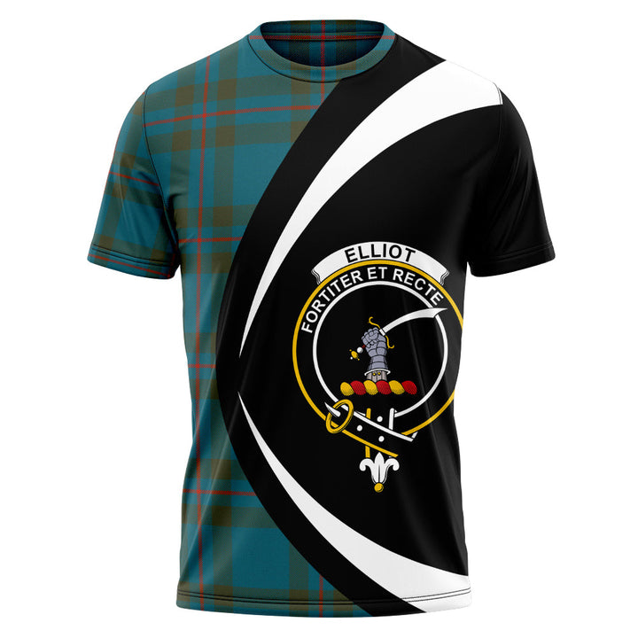 Elliot (Ellot) Ancient Clan Badge Tartan T-Shirt Circle Style Personalized