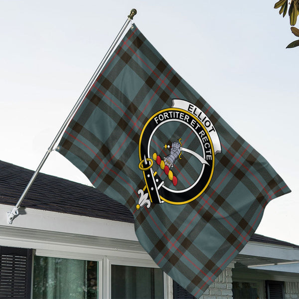 Elliot (Ellot) Weathered Clan Badge Tartan House Flag