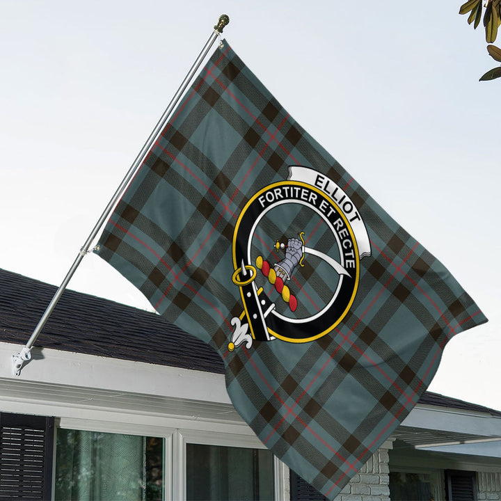 Elliot (Ellot) Weathered Clan Badge Tartan House Flag
