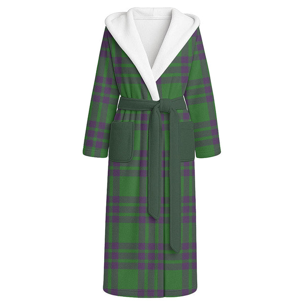 Elphinstone Ancient Clan Badge Tartan Flannel Hooded Bathrobe