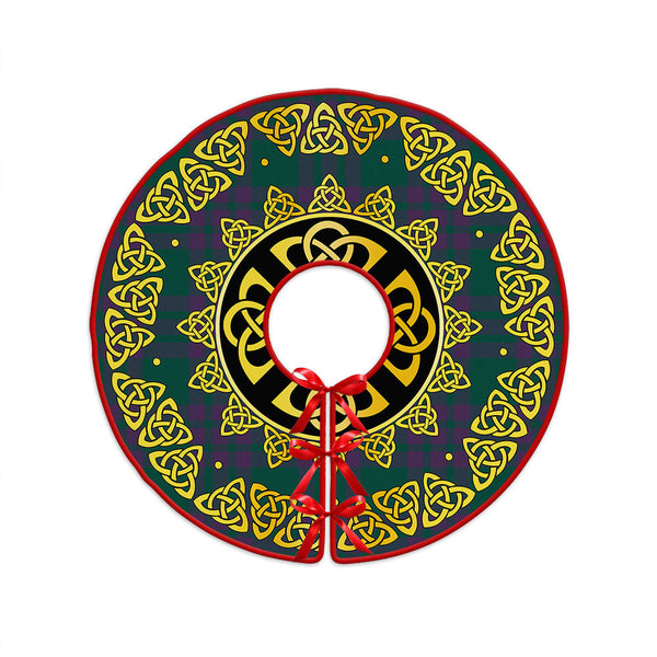 Elphinstone Modern Clan Badge Tartan Christmas Tree Skirt Golden Celtic Heritage