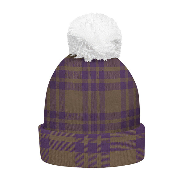 Elphinstone Weathered Clan Badge Tartan Bobble Beanie Hat