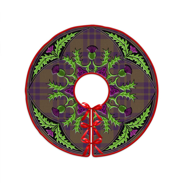 Elphinstone Weathered Clan Badge Tartan Christmas Tree Skirt Scottish Thistle Design