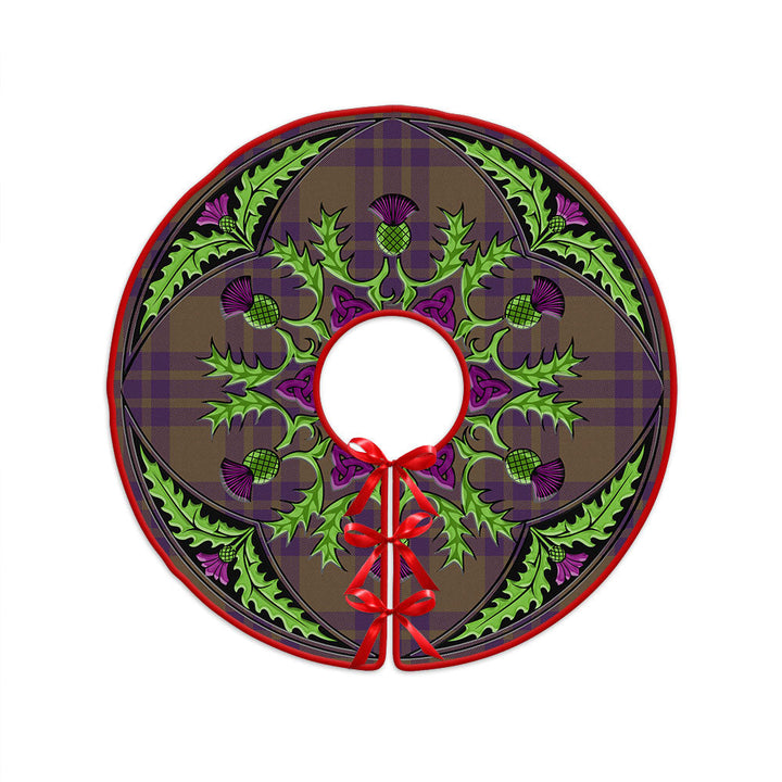 Elphinstone Weathered Clan Badge Tartan Christmas Tree Skirt Scottish Thistle Design