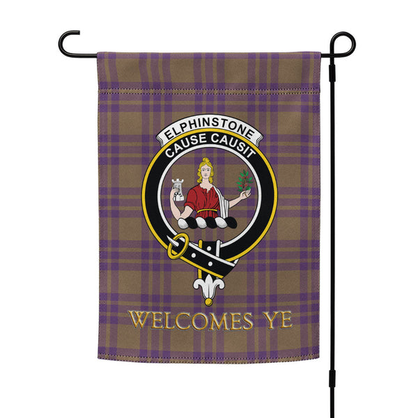 Elphinstone Weathered Clan Badge Tartan Garden Flag