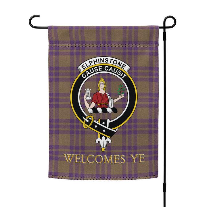 Elphinstone Weathered Clan Badge Tartan Garden Flag