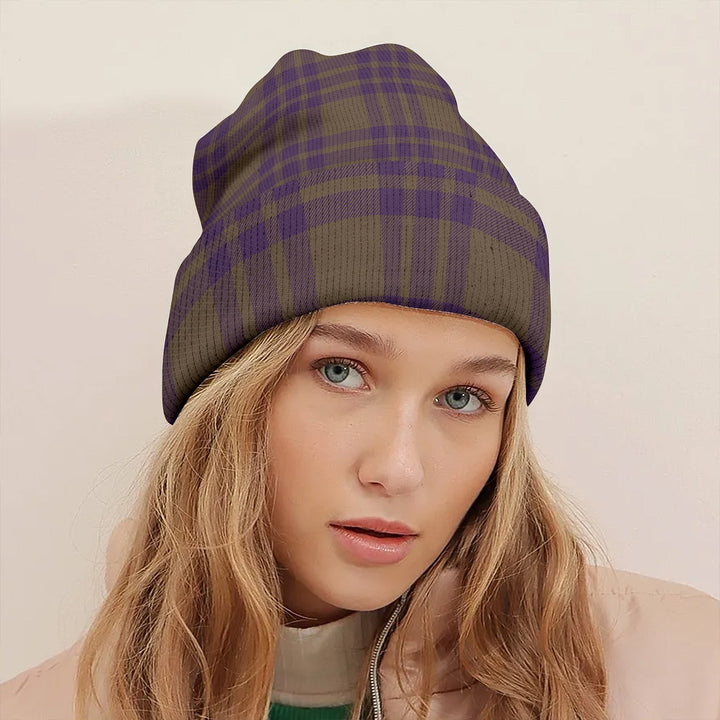 Elphinstone Weathered Clan Badge Tartan Knitted Beanie