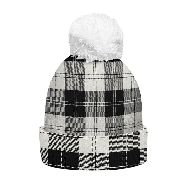 Erskine Black & White Clan Badge Tartan Bobble Beanie Hat