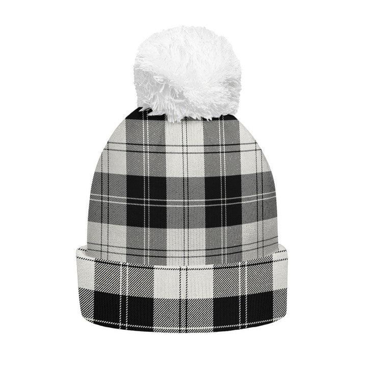 Erskine Black & White Clan Badge Tartan Bobble Beanie Hat