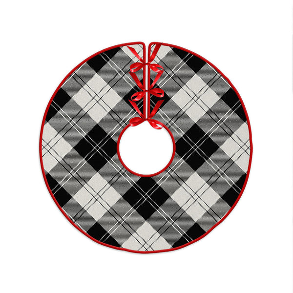Erskine Black & White Clan Badge Tartan Christmas Tree Skirt