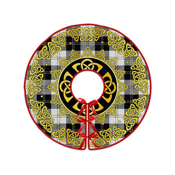 Erskine Black & White Clan Badge Tartan Christmas Tree Skirt Golden Celtic Heritage