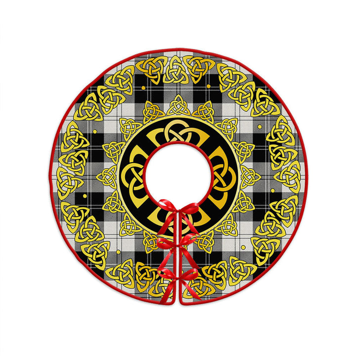 Erskine Black & White Clan Badge Tartan Christmas Tree Skirt Golden Celtic Heritage