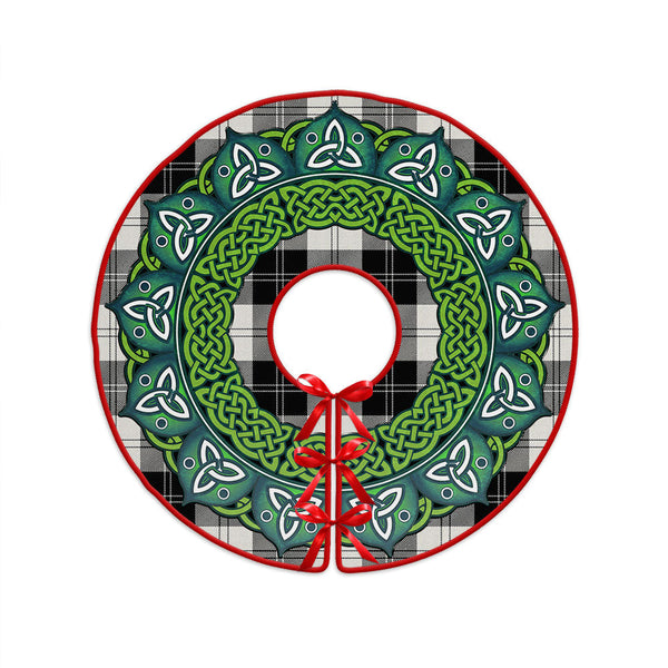 Erskine Black & White Clan Badge Tartan Christmas Tree Skirt Heritage Holiday Decor