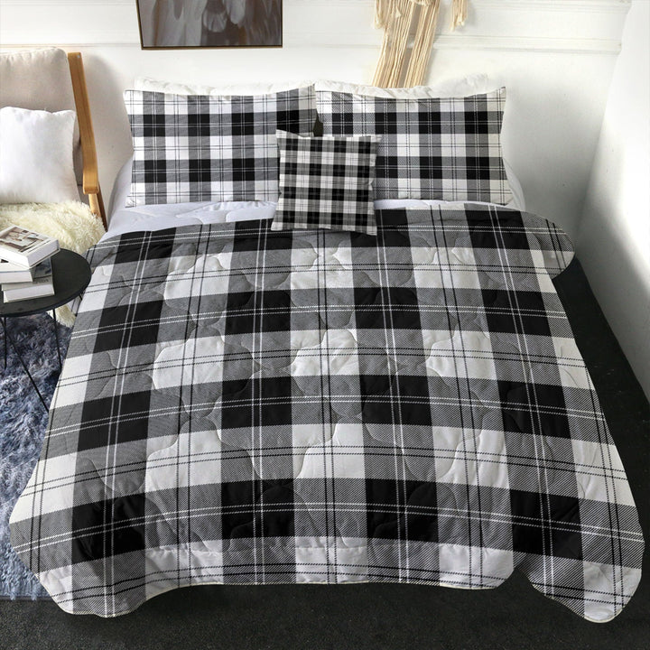 Erskine Black - White Tartan Comforter