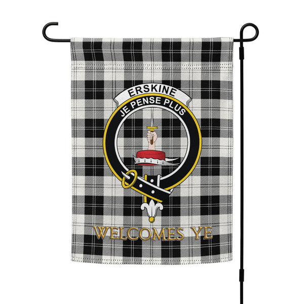 Erskine Black & White Clan Badge Tartan Garden Flag