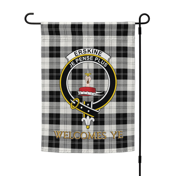 Erskine Black & White Clan Badge Tartan Garden Flag