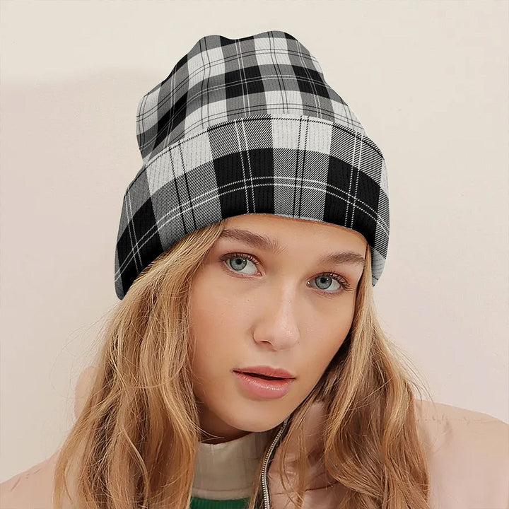 Erskine Black & White Clan Badge Tartan Knitted Beanie