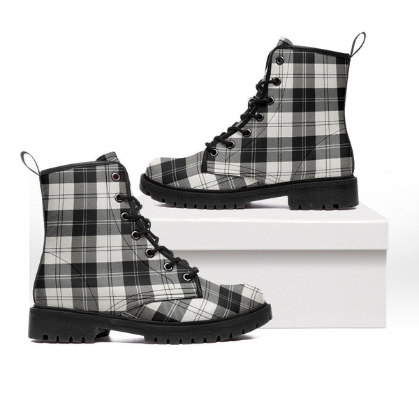 Erskine Black & White Clan Badge Tartan Leather Boots