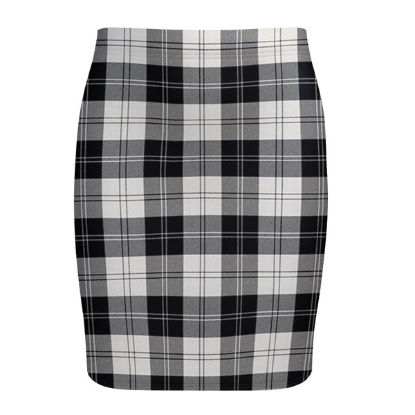 Erskine Black & White Tartan Fitted Skirt