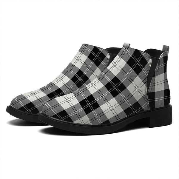 Erskine Black & White Tartan Flat Ankle Boots