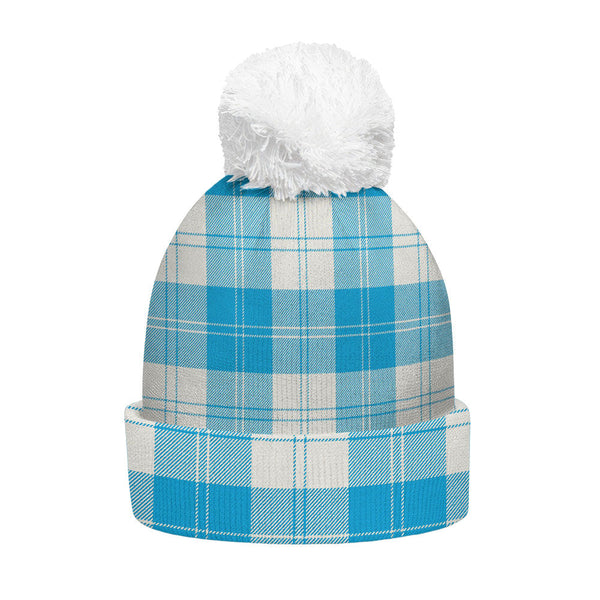 Erskine Blue Clan Badge Tartan Bobble Beanie Hat