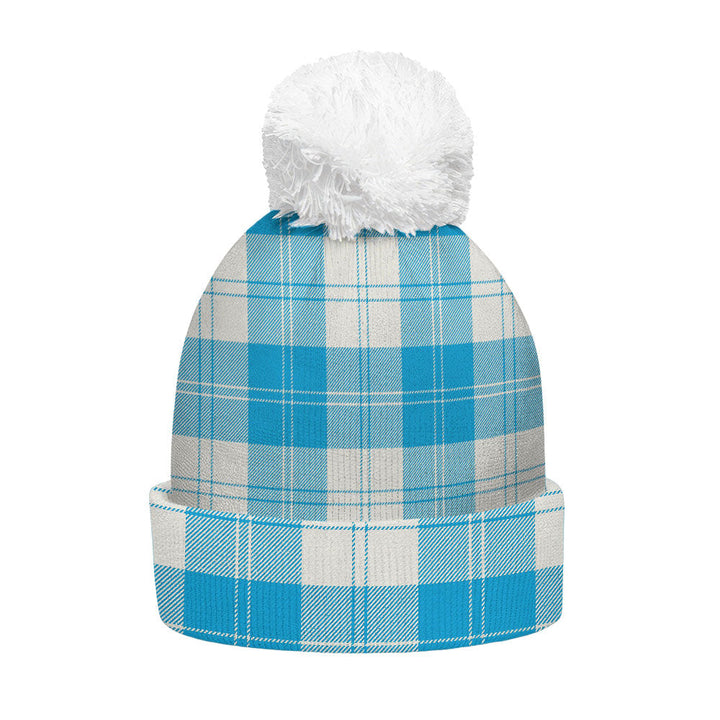 Erskine Blue Clan Badge Tartan Bobble Beanie Hat