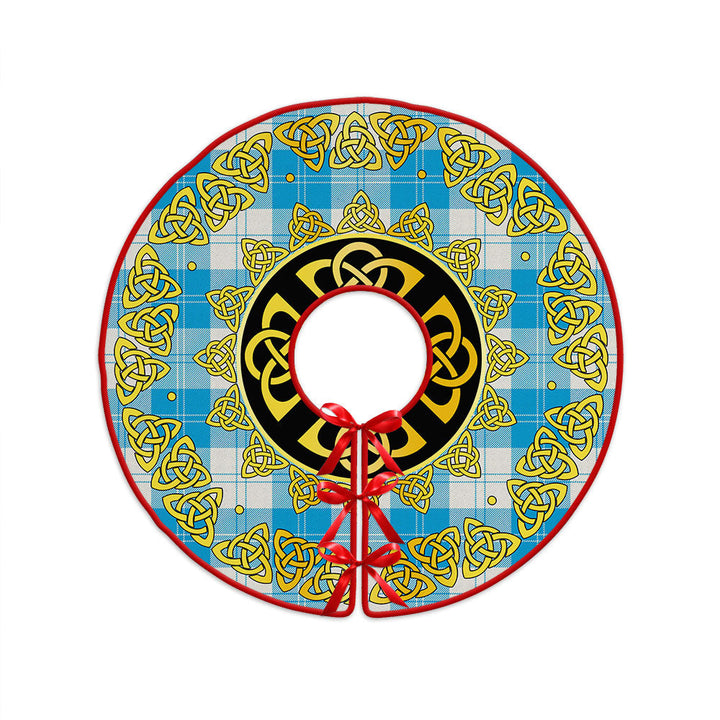 Erskine Blue Clan Badge Tartan Christmas Tree Skirt Golden Celtic Heritage