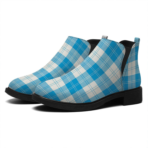 Erskine Blue Tartan Flat Ankle Boots
