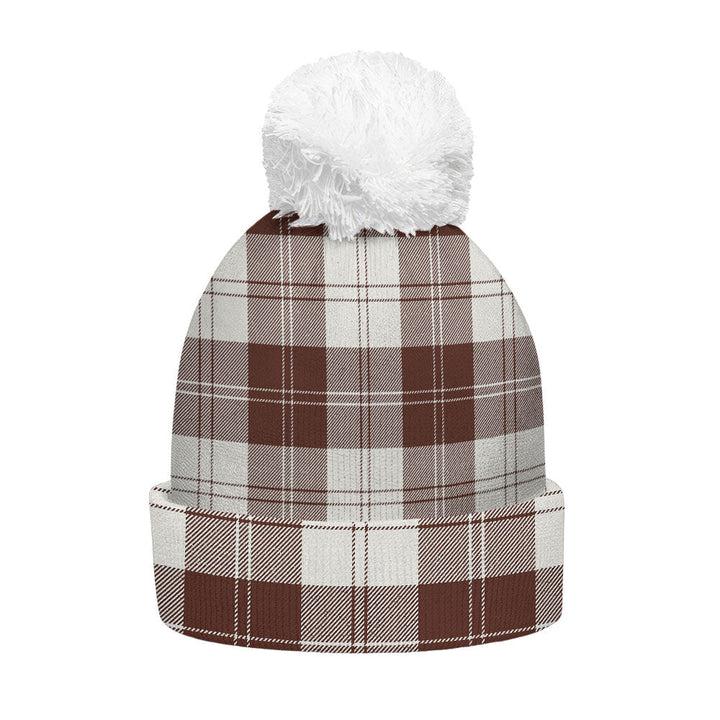 Erskine Burgundy Clan Badge Tartan Bobble Beanie Hat